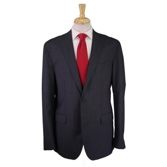 Domenico Vacca Black Purple Pink Striped 2B Wool Cashmere Suit 42L - Picture 1 of 11